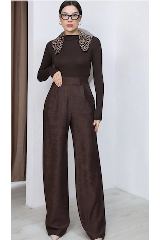Nevege Butik Enter Premium Cırtlı Kadife Kahverengi Pantalon Acı Kahverengi