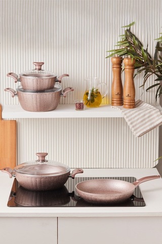 Cookplus Biogranit Dream 7 Parça Tencere Seti Rose