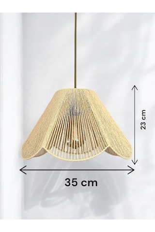 Hasır El Yapımı Bohem Çiçek Şekilli Rustik Avize - Bej Bej