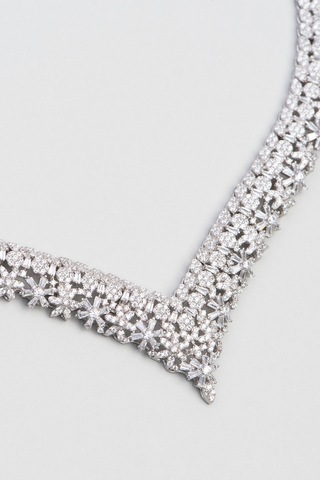 Carrie 18 Ayar Beyaz Altın Kaplama Gümüş Gerdanlık Beyaz