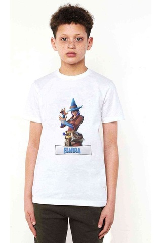Tshirthane Elmira Fortnite Baskılı Unisex Çocuk Beyaz T-Shirt