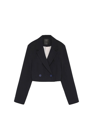Quzu Vatka Detaylı Crop Lacivert Kadın Blazer Ceket 51287 Lacivert