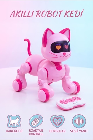 Akıllı Robot Kedi Zeka Dolu Eğitici Uzaktan Kumandalı Sesli Ve Hareketli Oyuncak Kedi