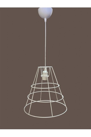 Huni Avize Teli , İskeleti Uzun Boy 30x30 Cm Beyaz Statik Boyalı Duy Takımı Dahil Beyaz