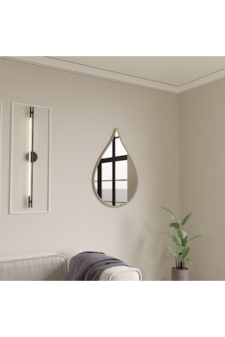 Dekoratif Damla Tasarımlı Pleksi Aynalı Duvar Dekoru Krem