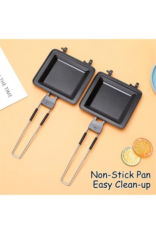 Sandviç Makinesi, Waffle'lı Alüminyum Alaşımlı Kahvaltı Pişirme Tepsisi Siyah