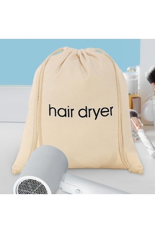 Pazly Suntek Saklama Saç Makinesi Kurutma Çantası Bej Bej Bağcıklı Ts Bej