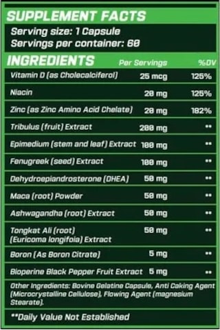 Grimlabs Sinister Testosterone Booster 30 Servıngs