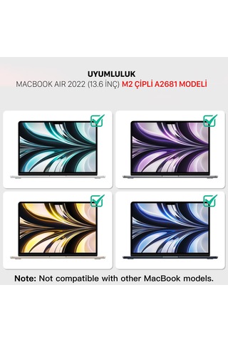 Apple Macbook Air 2022 13.6" M2 A2681 Uyumlu Ekran Koruyucu Film