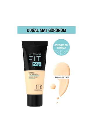 Maybelline New York Fit Me Matte+Poreless Fondöten No:110 Porcelain 30 ML