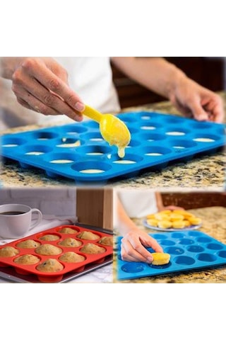 Jms Silikon Fırın Cupcake Pişirme Tepsiler Ve Kalıplar Tava Seti Yeşil + Tarif E-kitabı Yeşil