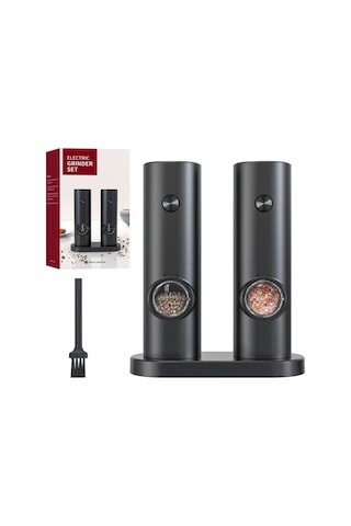 Jialan Elektrikli Mutfak Tuz Biber Değirmeni, Baharat Değirmeni Siyah