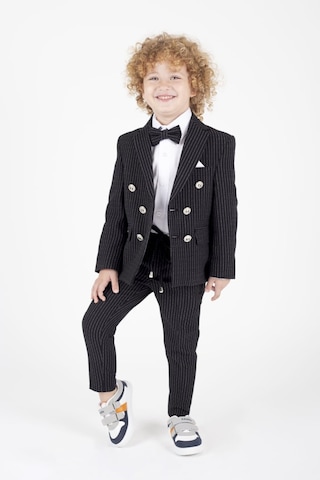 Erkek Çocuk Çizgili Spor Takım Elbise Siyah