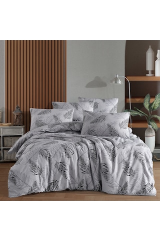 Çift Kişilik Nevresim Takımı 200x220cm 4 Yastık Kılıfı Lastikli Çarşaflı 180x200+25 Gri
