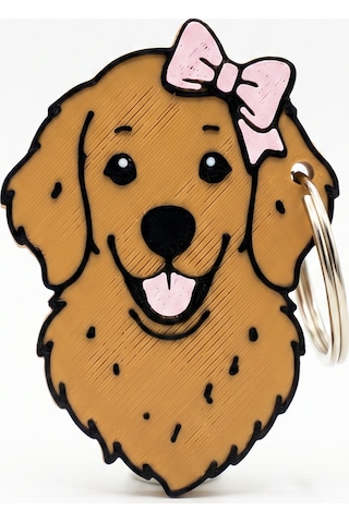 Kurdeleli Golden Retriever Figürlü Açacaklı Anahtarlık Kurdeleli Golden Retriever Figürlü Açacaklı Anahtarlık