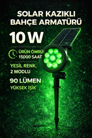 Güneş-solar Enerjili 10 W Yüksek Işık Çim Armetür Yeşil