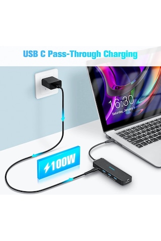 Apple Uyumlu MacBook iPad Alüminyum 7 In 1 Type C 3.1 Hub 4k 60hz Hdmı Usb 3.0pd 100w Sd/tf