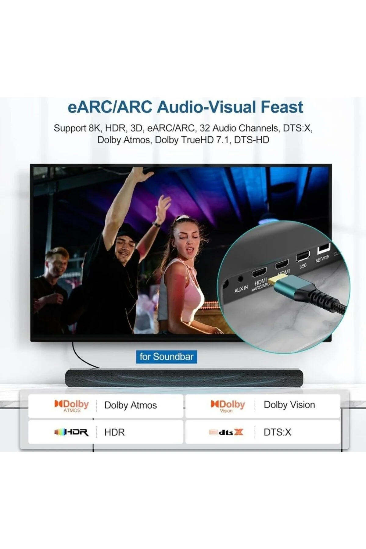 8k 1.5 Metre Ultra Yüksek Hızlı Hdmı 2.1 Kablo 8k Uhd 4k 120hz 48gbps Hdtv/ Pc/ Dizüstü Bilgisayar Ve Oyun Konsolları İçin 1.5m Hdmı Kablosu 001