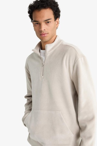 Defacto Yumuşak Tuşe Kadife Sweatshirt F2352AX25WN Gri