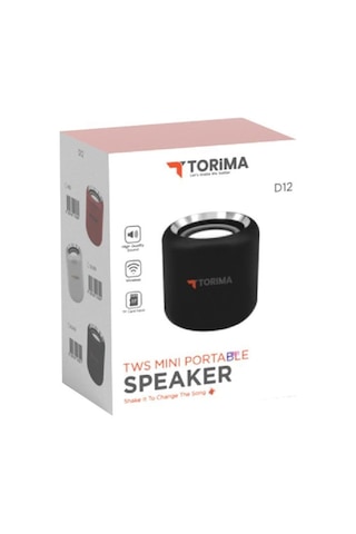 Torima D12 Taşınabilir Kablosuz Bluetooth Hoparlör Siyah