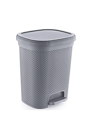 Hobby Life Diamond Elmas Pedallı Basmalı Çöp Kutusu Kovası - 6,5 Litre - Gri - 19x25x30 Cm. -1 Adet Gri