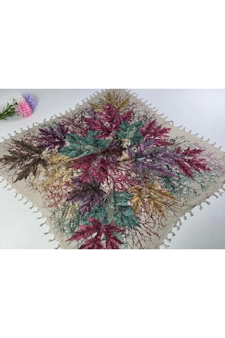 Beyce Cotton Sökme Boncuklu Desenli Tülbent 06439 Vizon-pembe