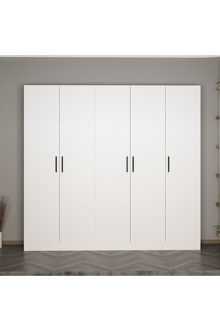 Minar Kale 210 Cm 5 Kapaklı 3b Raf Portmanto Beyaz