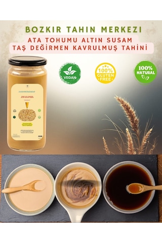 Bozkır Tahin Merkezi Yerli Ata Tohumu Altın Susam Su Değirmeni Tahini Çifte Kavrulmuş 600 G