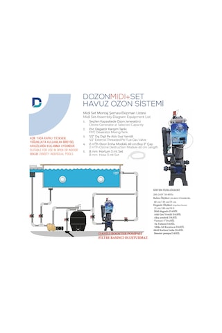 Dozon Mıdı Set Havuz Ozon Sistemi 30g/h 400w- 201/300m3-toptancıyızbiz