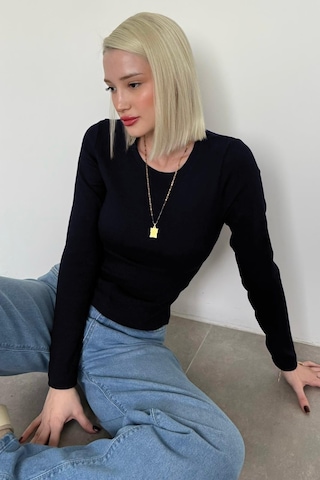 Madmext Lacivert Bisiklet Yaka Slim Fit Kadın Body Mg2564 Lacivert