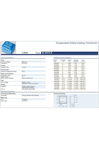 Trafo El-kom 1,5va 2x7,5v Mavi Rn130342 2x100ma