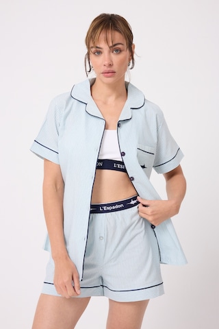 Lespadon L Espadon Marısılk Kadın Yazlık Şortlu Uzun Gömlekli Pijama & Lounge Takımı -3247 Yesil