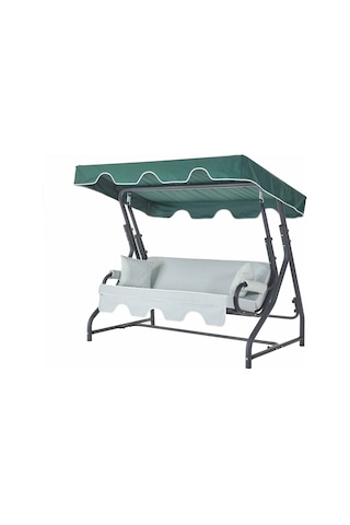 Ruta 3 Kişilik Sabit Bahçe Balkon Teras Salıncağı - Yeşil Çizgili Yeşil
