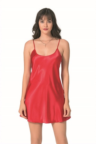 Ozn İç Giyim Arias Closet Kırmızı Kısa Saten Gecelik Ozn-12784 Kırmızı