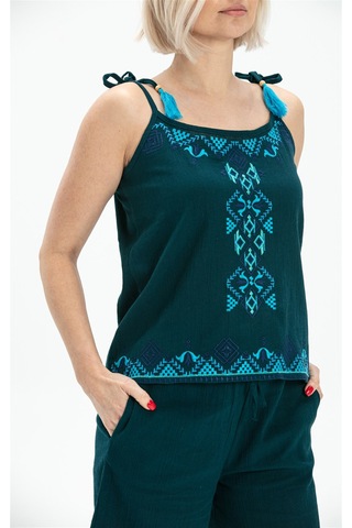 Askılı Şile Bezi Atiye Bluz Petrol Ptrl