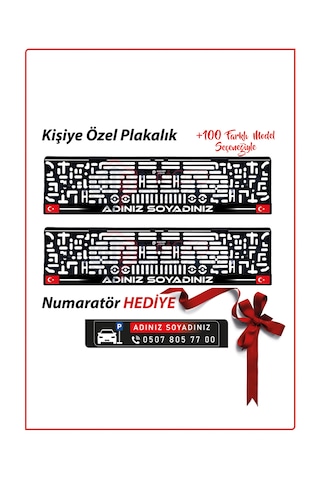 Plakamatik Kişiye Özel İsimli Plakalık 2 Adet Her Araca Uyumlu Plakalık