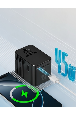 Evrensel Eu Us Au Uk Priz Fiş Çevirici Dönüştürücü Seyahat Adaptörü 2x Usb 3x Type-c Port Çıkışı