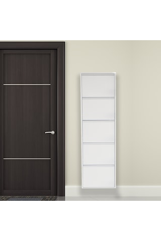 5'li Metal Ayakkabılık - Beyaz