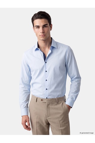 Lcw Busıness Mavi Slim Fit Erkek Dokulu Gömlek