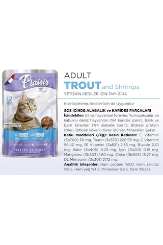 Plaisir 100Gr Pouch Alabalık&Karidesli Yaş Kedi Maması 22Adet