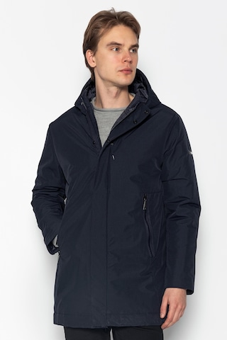 Erkek Regular Fit Kapüşonlu Fermuarlı Çok Cepli Kışlık Klasik Mont Lacivert