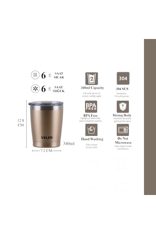 Çift Duvarlı Vakumlu Kahve Bardağı 340 Ml / Gold
