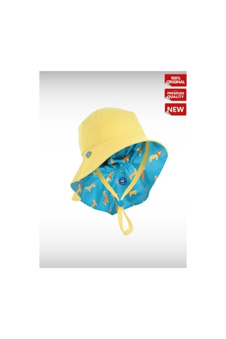 Decathlon Bebek Uv Korumalı Şapka Sarı Mavi Savan Baskılı Turkuaz