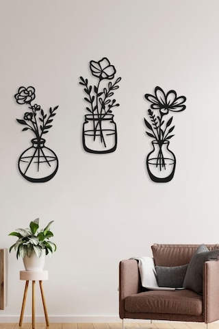 Decovista Ev Ofis Mutfak Ve Banyo Için Ahşap Dekoratif Duvar Vazo Çiçekler Vase 35x15cm
