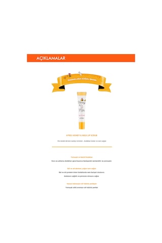 Missha A'PIEU Honey & Milk Lip Scrub Süt ve Bal Özlü Pürüzsüzleştirici Dudak Peelingi