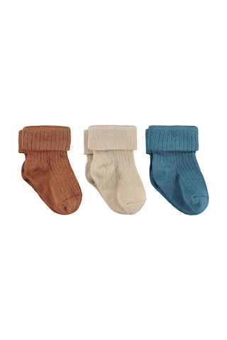 Civil Baby Premium Basic Kıvrık 3'lü 6- Bebek Erkek Çorap Set Standart