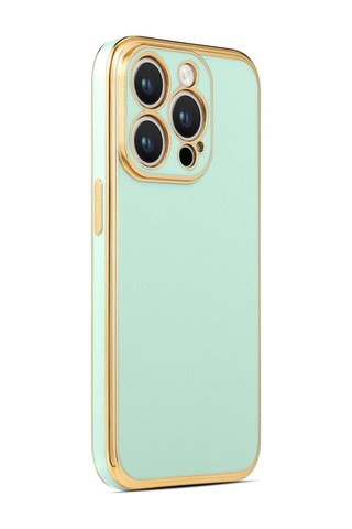 Apple Uyumlu iPhone 14 Pro Max Kılıf Zore Kenarı Gold Renk Silikon Bark Kapak