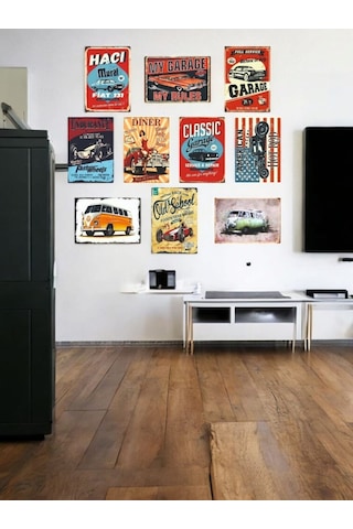 Retro Klasik Araba Mdf Dekoratif Tablo 10 Adet A4 Nostaljik Otomobil Tutkunlarına Özel 10 Adet 20cmx29cm Mdf Tablo İle Nostaljiyi Yakala Kafe, İş Yeri, Ev Dekorasyonunuza Ruh Katan Dekoratif Hediyelik Tablolar