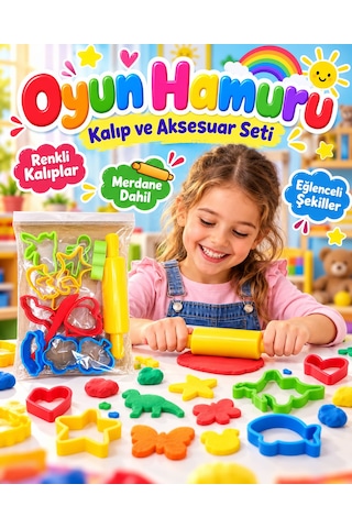 Oyuncak 12 Renk 24 Adet Zıplayan Havayla Kuruyan Yumuşak Kil Hamuru Kalıp Aksesuar Oyun Hamur Seti 38 Parça Çok Renkli