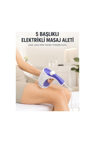 5 Başlıklı Elektrikli Masaj Aleti 2200-2500 Rpm Yüksek Titreşimli Vücut Bakım Ve Rahatlama Cihazı Diğer